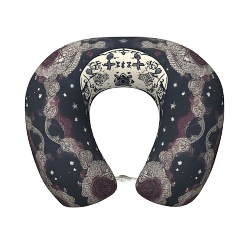 Almohada ergonómica U para viaje de poliéster negra miniatura 1