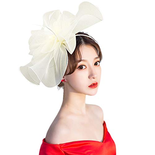 SIQITECH Tocado de plumas para mujer de Derby, con clip y cinta para el pelo, elegante, para carnaval, fiestas de té, cócteles Cover