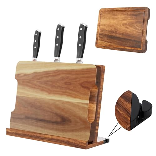 3 in 1 Magnetic Knife Block Stand, 14"x10" Cutting Board,