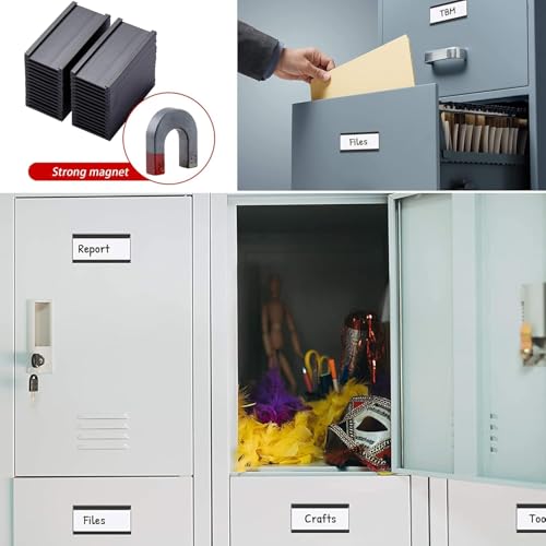 50 Stück Magnetische Etikettenhalter 25MM x 76MM, Beschreibbare Magnet-Etiketten für Schule Büro Whiteboards Magnettafeln, mit 50 Schutzfolien, 100 weiß Ersatzstreifen und 25 bunten Ersatzstreifen