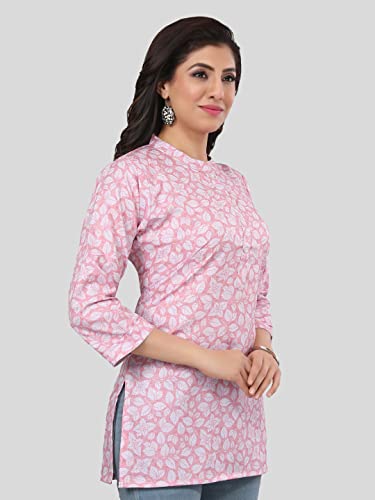 Image of Poly Crepe Printed Short Kurti Tunic Top SS-64