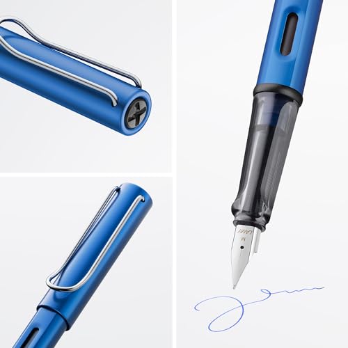 Image of LAMY AL-star oceanblue - Fountain Pen with ergonomic grip & polished Left-Handed steel nib (LH) in size M - lightweight aluminum body - including LAMY T 10 blue cartridge
