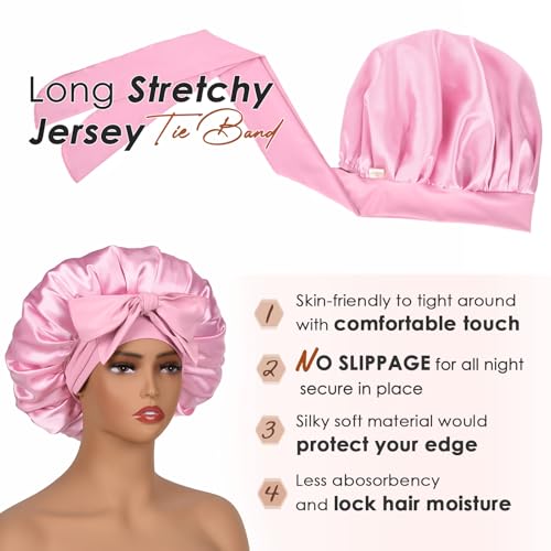 image for YANIBEST Silk Bonnet for Sleeping Women Satin Bonnet Double Layer Sati