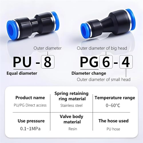 Conector neumático PU 8mm para reparar tubos rotos sin usar herramientas ni abrazaderas 4