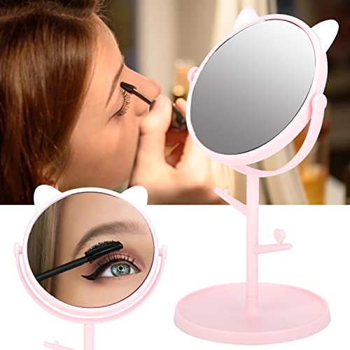 Espelho de Princesa Giratório Fofo Espelho de Vaidade Vaidade de Menina (orelhas de gato rosa)