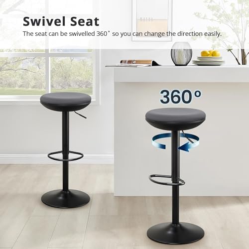 Image of IWMH Standing Desk Stool, Ergonomic Adjustable Height Office Chair | Round 360 Swivel Sit Perching Stool Without Backrest for Bedroom, Kitchen, Living Room (Grey*2)