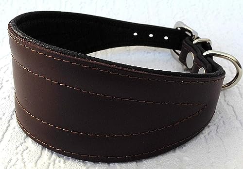 Greyhound Podenco Windhund - Halsband, Halsumfang 33-38 cm Leder °BRAUN°