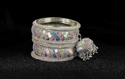 Image of NMII Ethnic Wear Bangles Gold-Tone Alloy with Musical Ghungroo Charms | Women Fashionable Jewelry | Designer Bracelet Bangles For Girls | Viral Kashmiri Chudiya for Weddings, Festivals & Parties