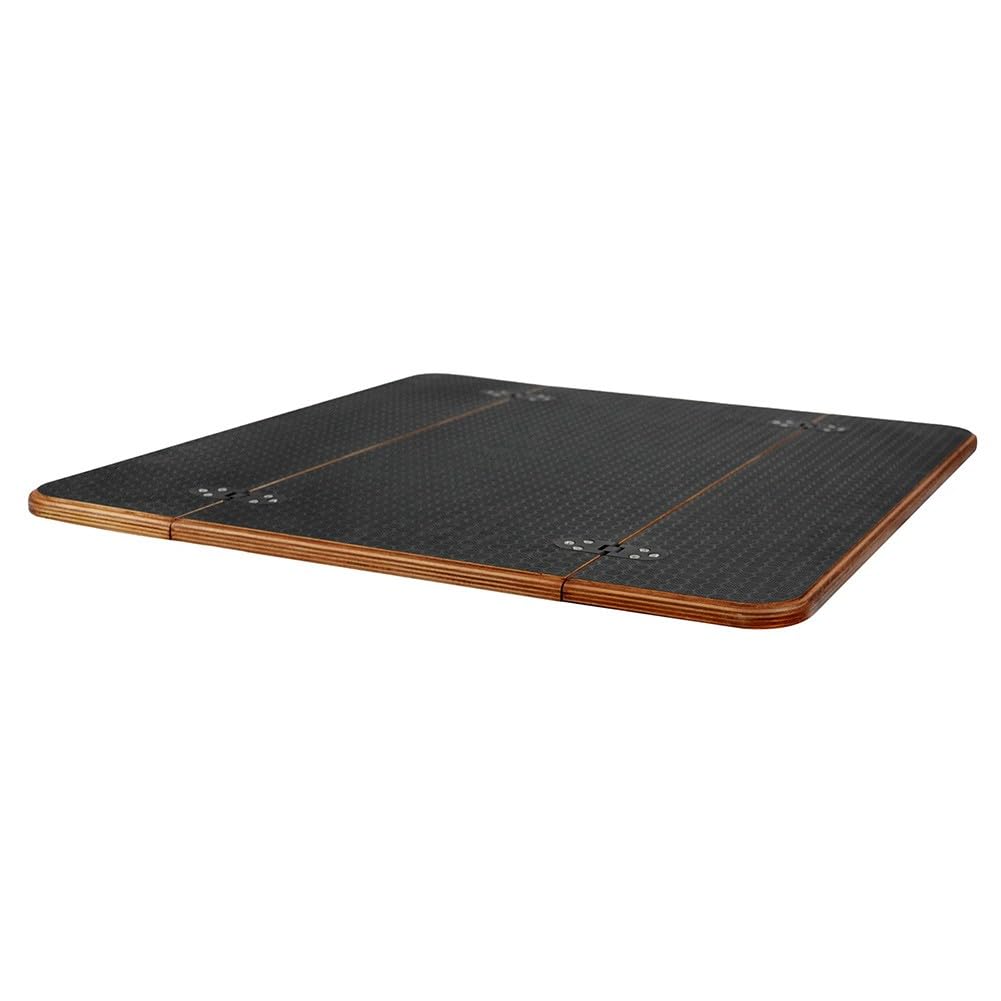 Mesa plegable laminada, mesa de caravana, mesa giratoria de ajuste de madera, 23.4 x 22.8 pulgadas, superficie negra lisa para furgoneta, cámper, remolque