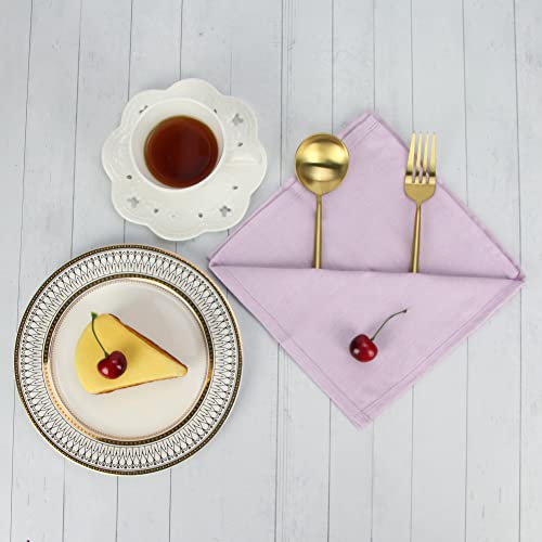 INFEI Solid Color Linen Blended Thin Dinner Cloth Napkins - Set of 12 (40 x 40 cm) - for Wedding Parties Events & Home Use (Lavender) by INFEI - Image 3