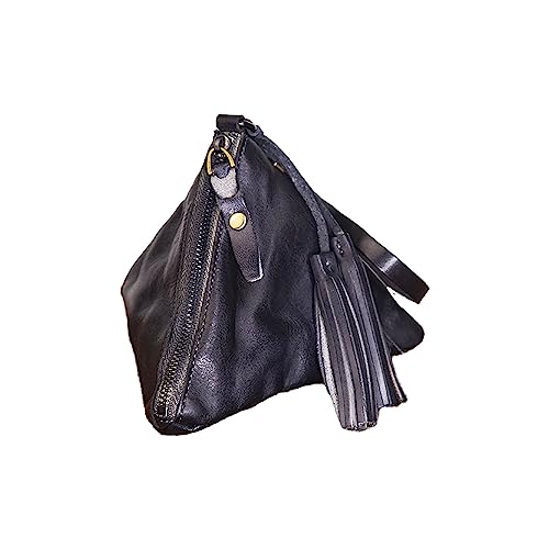 1PCS Leather Coin Pouch Triangle Coin Purse Change Purse for Women Suitable for Men and Women Coin Pouch (Black)