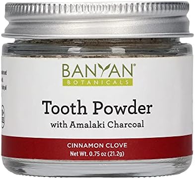 Banyan Botanicals Cinnamon Clove Tooth Powder – Ayurvedic Fluoride-Free Toothpaste Alternative with Miswak & Activated Charcoal (from Amla) – 0.75oz, 80+ Uses – Non GMO Sustainably Sourced Vegan