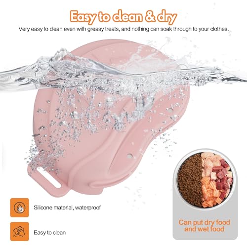 AWINNER Dog Treat Pouch - Premium Silicone - Upgrade 4 Strong Magnets Enhanced Magnetic Closure, Adjustable Waist Belt - Ideal for Puppy Training and Outdoor Walks (Pink)