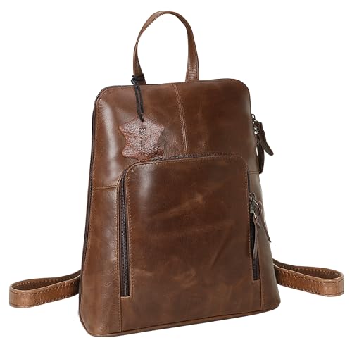 Image of Pitaara Genuine Leather Backpack Purse for Women, Ladies Casual Daypack, Shoulder Bag, Fashion Bag, Travel Backpack Purse