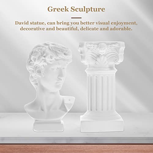 Miniatura 6 de Homsfou 1 Set Greek David Bust Estatuas Roman Pillar Column Estatuas De Resina Estatuas Base Pedestal Stand Mini Mitología Griega Escultura Griega Decoración Para La Mesa De Boda