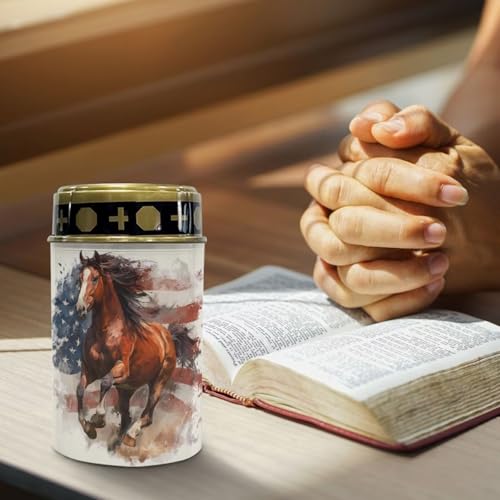 Image of Poceacles 4th of July Horse American Flag Retro Solar Powered Flameless Candle Cemetery Votive Candles Waterproof Outdoor Memorial Solar Stake Lights Home Outdoor Patriotic Decoration, 6 PCS