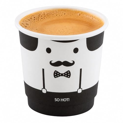 Image of Restaurantware 4 Ounce Disposable Cups, Pack of 500 Double Wall Hot Cups - Lids Sold Separately, Rippled Wall and White Paper Insulation, Monsieur Design, Ideal for Serving Tea, Coffee, and More