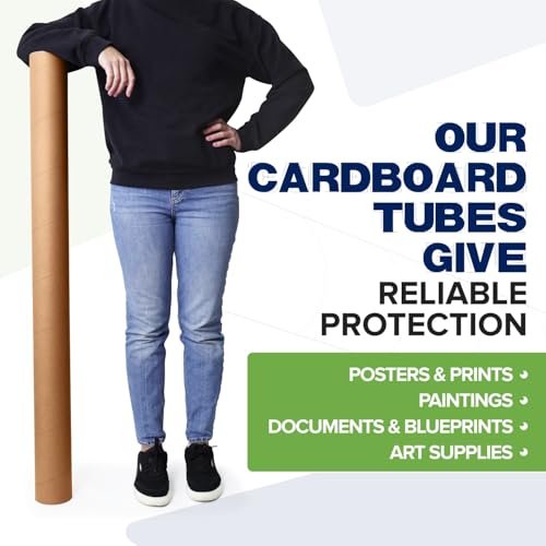 4" x 48" Reinforced Kraft Paper Mailing Tube, Pack of 6 Tubes with 12 Caps – Secure USPS Approved Poster Tube – Made in USA Cardboard Tube for Shipping and Storing Posters, Prints, Artwork by Paclord - Image 7