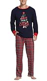 Lovasy Pijamas Navidad Familia Súper Suave Pijama Navidad para La Familia Parejas Manga Larga Pijamas Invierno para Mujer,Hombre,Niños,Hombre-Azul Marino,XL