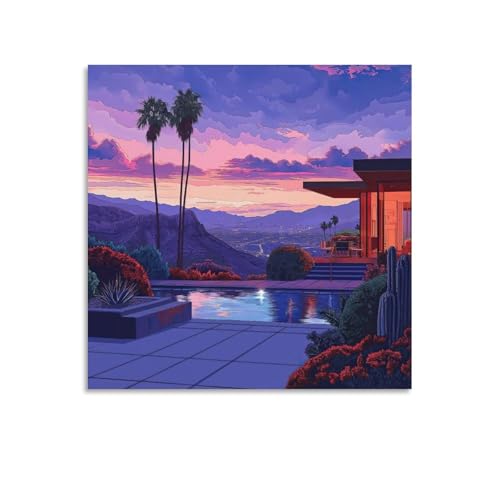 永井博アートポスター (20) クール 壁アート キャンバス パネル オフィス装飾 ぶら下がる 版画 ギフト20x20inch(50x50cm)