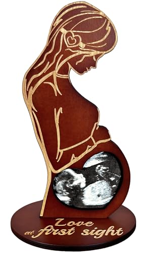 Heart's Sign Baby Ultrasound Photo Frame - Pregnant Wife Gifts From Husband | Expecting Mom Gift for Pregnant Friend | Gifts for Pregnant Wife | Sonogram Frame Gift for Pregnant Women (Brown)