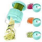 SUREWIN 3 in 1 Vegetable Spiralizer Slicer, Adjustable Zucchini Carrot Noodle Maker, Cucumber Spiral Cutter, Easy to Use Kitchen Tool（lce-Green）