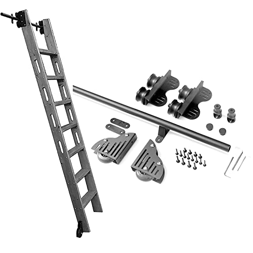 Escalera corrediza de granero ZNGEPHAP: kit de herrajes negro de tubo redondo y riel de 400 cm 2