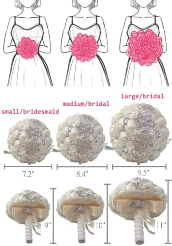 Image of MaxxCloud Luxury Gatsby-Inspired Vintage Wedding Golden Brooch Bouquets Handmade Sliver Bling Glam Wedding Bridal Bouquet