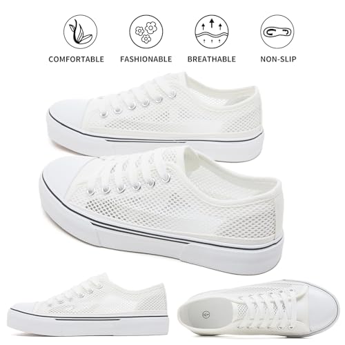Image of hash bubbie White Sneakers for Women Low Top Canvas Shoes Womens Canvas Sneakers Women's Fashion Sneakers Slip on Casual Tennis Shoes