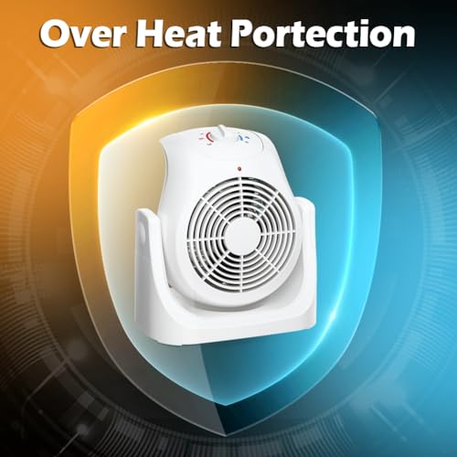 Image of LifePlus 2 in 1 Heater Fan Combo, Portable Cooling Desk Fan, Air Circulator Fan 45 Tilt, 2 Wind Speeds, 1500W Overheat Protection Personal Small Floor for Home Office White