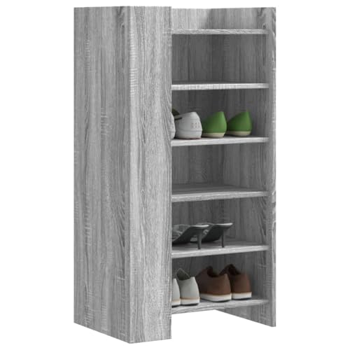 Sufrk Shoe Cabinet Grey Sonoma 52x37.5x100 cm Engineered Wood-Wooden Shoe Cabinet,Storage Cupboard,Perfect for Narrow Hallway,Living Room,Bedroom