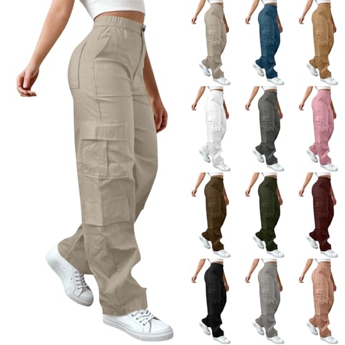 Women High Waisted Wide Leg Cargo Pants 2025 Baggy Stretchy Casual Trousers Streetwear Fashion Trendy Travel Outfits