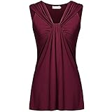 comma blazer pink  Zolimx Schlinge Oberteile Tops Damen Bekleidung T Shirt Bluse, Geraffte Weste Frauen Mode Sommer Ärmellos Plus Größe Reine Farbe Casual Tops (Weinrot, L)