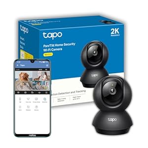 Tapo 2K Pan/Tilt Home Security Wi-Fi Camera, 360° horizontal and 114° vertical range, Baby Cry Detection, 2way audio, Cloud & SD Card Storage up to 512G, work with Amazon Alexa & Google (Tapo C211)