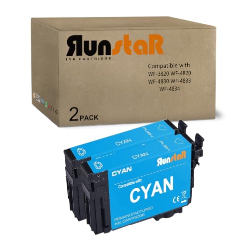 Image of Run Star 2 Pack Remanufactured for 822XL Cyan Ink Cartridge Replacement for Epson 822XL T822XL use for Epson Workforce Pro WF-3820 WF-4820 WF-4830 WF-4833 WF-4834 Printer Printer (2 Cyan)