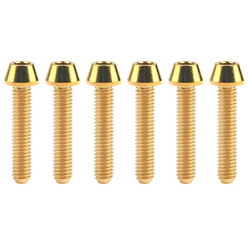 Image of Titanium Ti DIN912 M4 8 10 12 15 20mm Tapered Head Hex Bolts Bicycle Screws Pack of 6 (Gold, M4x20mm)