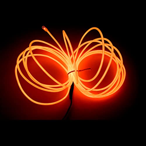 Image of MaxLax EL Wire Orange, 32.8ft /10m Portable Battery Pack Neon Light Strip 360 Cuttable Glowing Rope Lights for Parties, Halloween, DIY Decoration