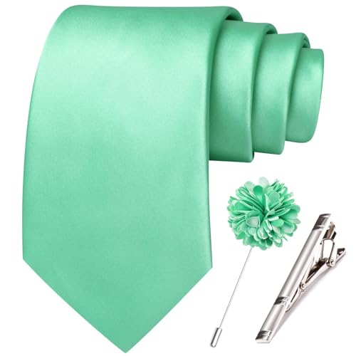 Image of Hi-Tie Men's Extra Long Solid Satin Tie Set 63 Inch /70 Inch Formal Necktie