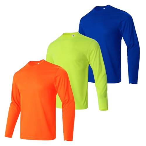 Lee Hanton Quick Dry T Shirts for Athletic Running Outdoors Moisture Wicking Quick Dry T-Shirt 3 Pack Long Sleeve Shirts Size XL