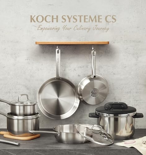 Image of KOCH SYSTEME CS 14 Piece Stainless Steel Cookware Set with Pressure Cooker, Stainless Steel Pressure Cooker with Pots and Pans Set, 18 /10 Stainless Steel Cookware Set, Induction Ready