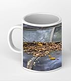 Fabriqué en Allemagne Effet rouillé de la voiture ancienne : noir/blanc - Tasse à motif de 300 ml - En céramique blanche - Superbe idée de cadeau ou votre nouvelle tasse préférée.