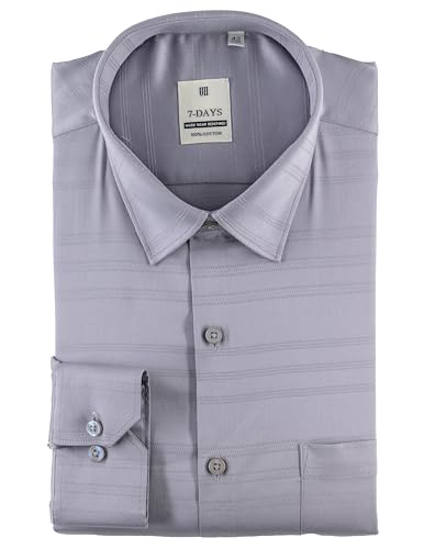 Image of 7-DAYS Men's Premium Formal Shirts - Regular Fit, Full Sleeve, 100% Pure Cotton, Self-Design, with Pocket - Stylish Office Shirts for Men