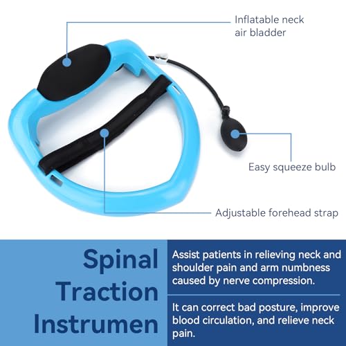 Cervical Traction Device, Inflatable Neck Stretcher Massage Pillow with Adjustable Traction Band and Air Inflation Pump for Neck Pain Relief - Thumbnail 2