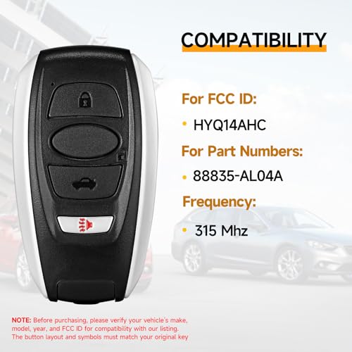 Télécommande de rechange Subaru BRZ Forester Legacy Outback 315 MHz - 2