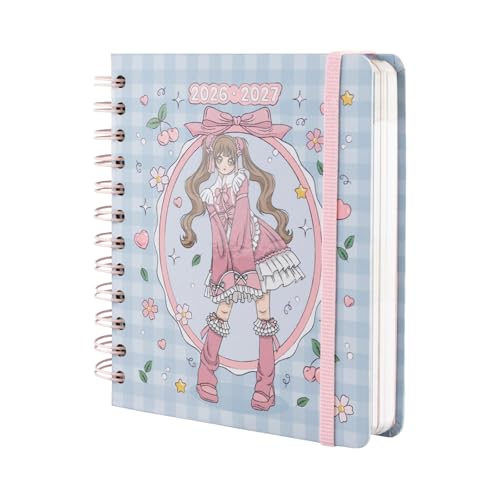 Grupo Erik Agenda escolar 2026 2027 Anime - Agenda Dia por Pagina rosa para niñas de Primaria e Instituto [Curso 26/27 ] Con Anillas, Tapa dura, Pegatinas e Ilustraciones (14x16 cm)