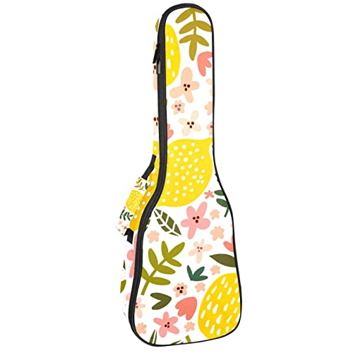 Étui ukulélé concert motif citrons fleurs rembourrage 10mm