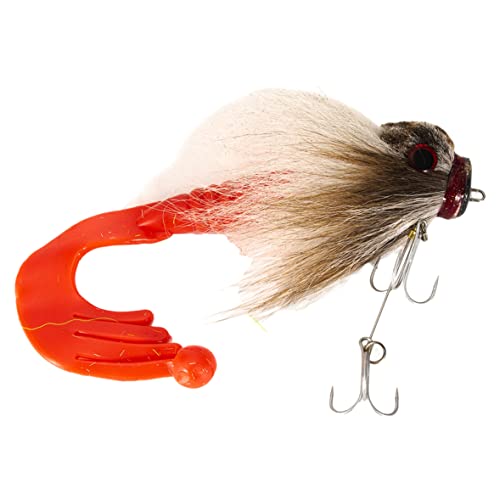 Soft Plastic Lures, Fishing Artificial Lure Deer Hair Mouse Lure Soft Grub Shallow Hooks Big Pike Bait 85g White