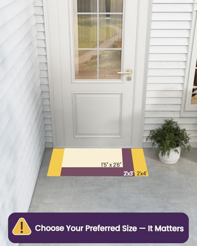 DEXI Front Door Mat Outside Entrance, Heavy Duty Non Slip Low Profile Doormat for Entryway, Trap Dirt and Moisture Welcome Mats, Easy Clean, Patio, Garage, 17x29, Blue