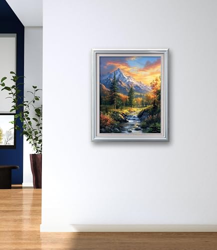 Image of Leczany Cross Stitch Stamped Kits for Adults Beginners Patterns Craft Kit Needlepoint Full Range of DIY Embroidery Kits Starter 11CT 3 Strands | High Mountain Scenery 15.8x19.7 inches