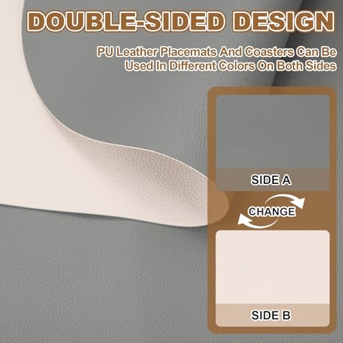 Set de table en cuir lavable résistant chaleur imperméable cuisine - 4